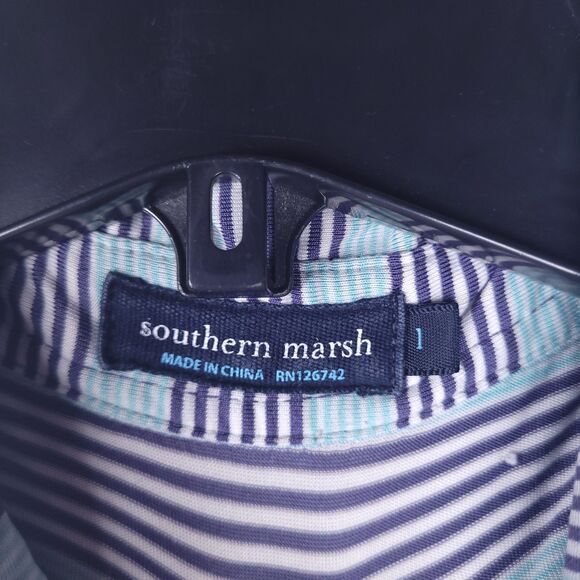 Southern Marsh Polo Shirt Mens Large Striped Teal Performance - Picture 11 of 12